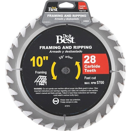 All-Source 10 In. 28-Tooth Framing & Ripping Circular Saw Blade 415521DB